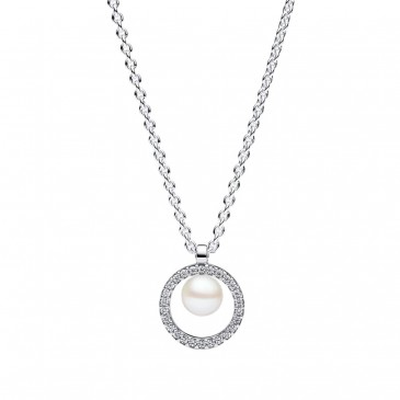 COLLANA CON PERLA D’ACQUA DOLCE COLTIVATA E PAVÈ