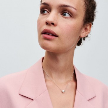 COLLANA CON PERLA D’ACQUA DOLCE COLTIVATA E PAVÈ