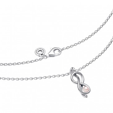 COLLANA LEGAME INFINITO CON PERLA ROSA ARTIFICIALE