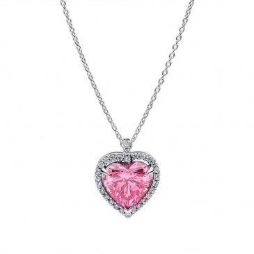 Collana Pandora Cuore in Rilievo Rosa Grande