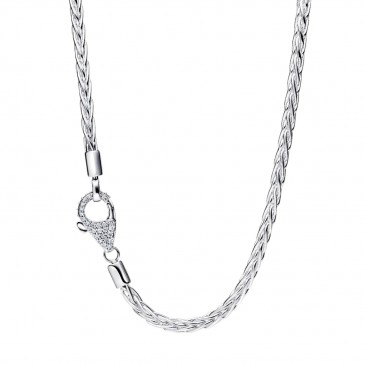 COLLANA MAGLIA CODA DI VOLPE CON CHIUSURA PAVE