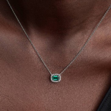 COLLANA PUNTO LUCE RETTANGOLO VERDE
