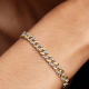 BRACCIALE CATENA MAGLIA CUBANA BICOLORE CON PAVÈ