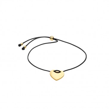 BRACCIALE REGOLABILE CORDINO NERO CON CUORE DA INCIDERE