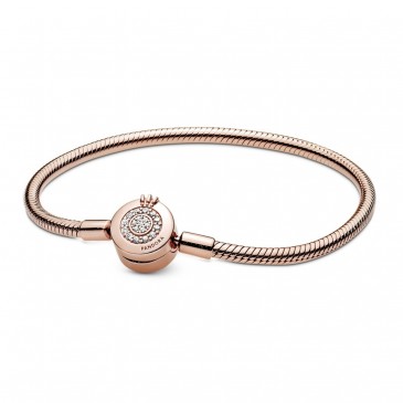 Bracciale Pandora Moments scintillante con maglia snake e O coronata