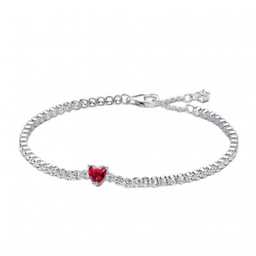 BRACCIALE TENNIS CON CUORE ROSSO
