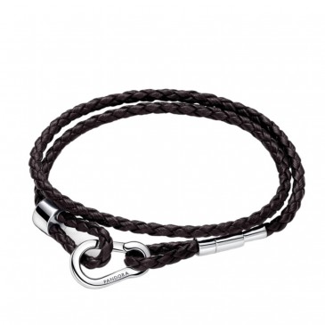 BRACCIALE IN PELLE MARRONE DOPPIO CON CHIUSURA A MOSCHETTONE REGOLABILE