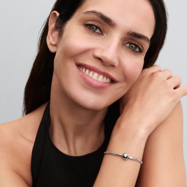 BRACCIALE MAGLIA DOPPIA INTRECCIATA CON CHIUSURA A SFERA