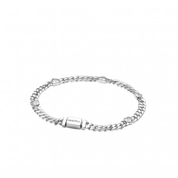 BRACCIALE CATENA MAGLIA CUBANA CON CUORI