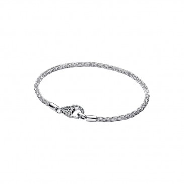 BRACCIALE MAGLIA CODA DI VOLPE CON CHIUSURA PAVE