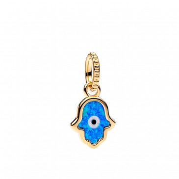 CHARM PENDENTE MANO DI FATIMA OPALE BLU