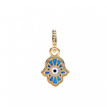 CHARM PENDENTE MANO DI FATIMA OPALE BLU