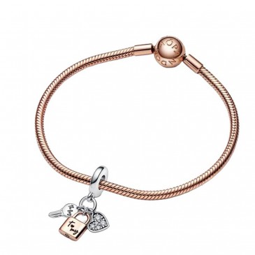 PENDENTE CHIAVE, LUCCHETTO E CUORE