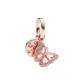 CHARM PENDENTE DOPPIO FARFALLA ROSA E MESSAGGIO