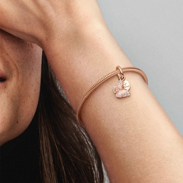 CHARM PENDENTE DOPPIO FARFALLA ROSA E MESSAGGIO