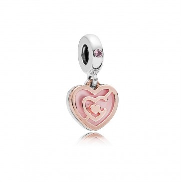 Charm pendente labirinto di cuori rosa