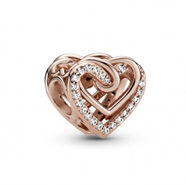 Charm Cuori intrecciati scintillante