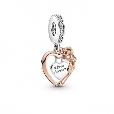 Charm pendente Cuore e rosa