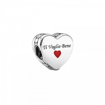 Ti Voglio Bene sterling silver charm with red enamel