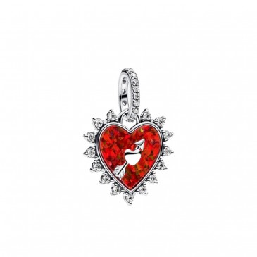 CHARM PENDENTE CUORE ROSSO CON FRECCIA GRIEVOLE