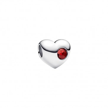CHARM CUORE CON PIETRA ROSSO SCURO