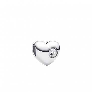 CHARM CUORE CON PIETRA BIANCA