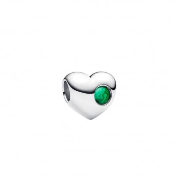 CHARM CUORE CON PIETRA VERDE