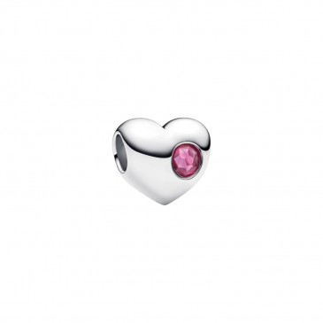 CHARM CUORE CON PIETRA ROSA