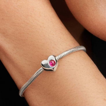 CHARM CUORE CON PIETRA ROSA
