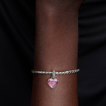 CHARM PENDENTE CUORE ROSA TI VOGLIO BENE MAMMA
