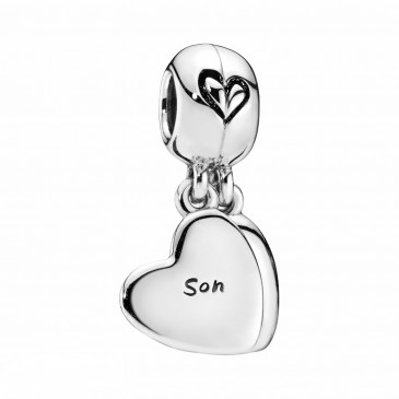 Charm con ciondolo con cuori divisi Mother & Son (Madre e figlio)