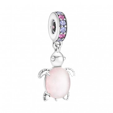 CHARM PENDENTE TARTARUGA MARINA ROSA VETRO DI MURANO