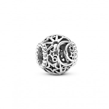 Charm openwork Sole, stelle e luna