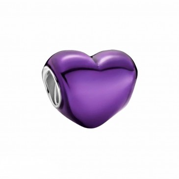 Charm Cuore viola metallico