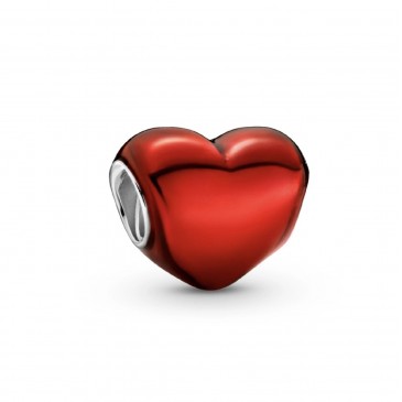 Charm Cuore rosso metallico