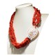 COLLANA FIBULA 5FILI CORALLO CAMMEO SARD. ORO CM50