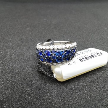 ANELLO FASCIA ZAFF BLU CT 2,84 BRILL CT 0,52 ORO B GR 8,3