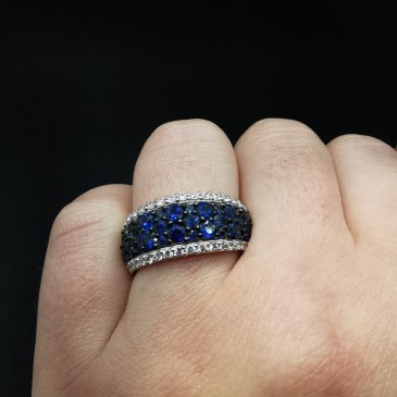 ANELLO FASCIA ZAFF BLU CT 2,84 BRILL CT 0,52 ORO B GR 8,3