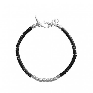 BRACCIALE GRANELLI AGATA NERA CM  22