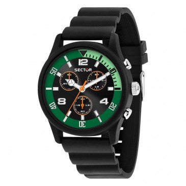 H2O 43MM CHR BLK/GREEN DIAL BLACK