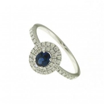 ANELLO ZAFFIRI BLU CT 0,53 BRILL. CT 0,33