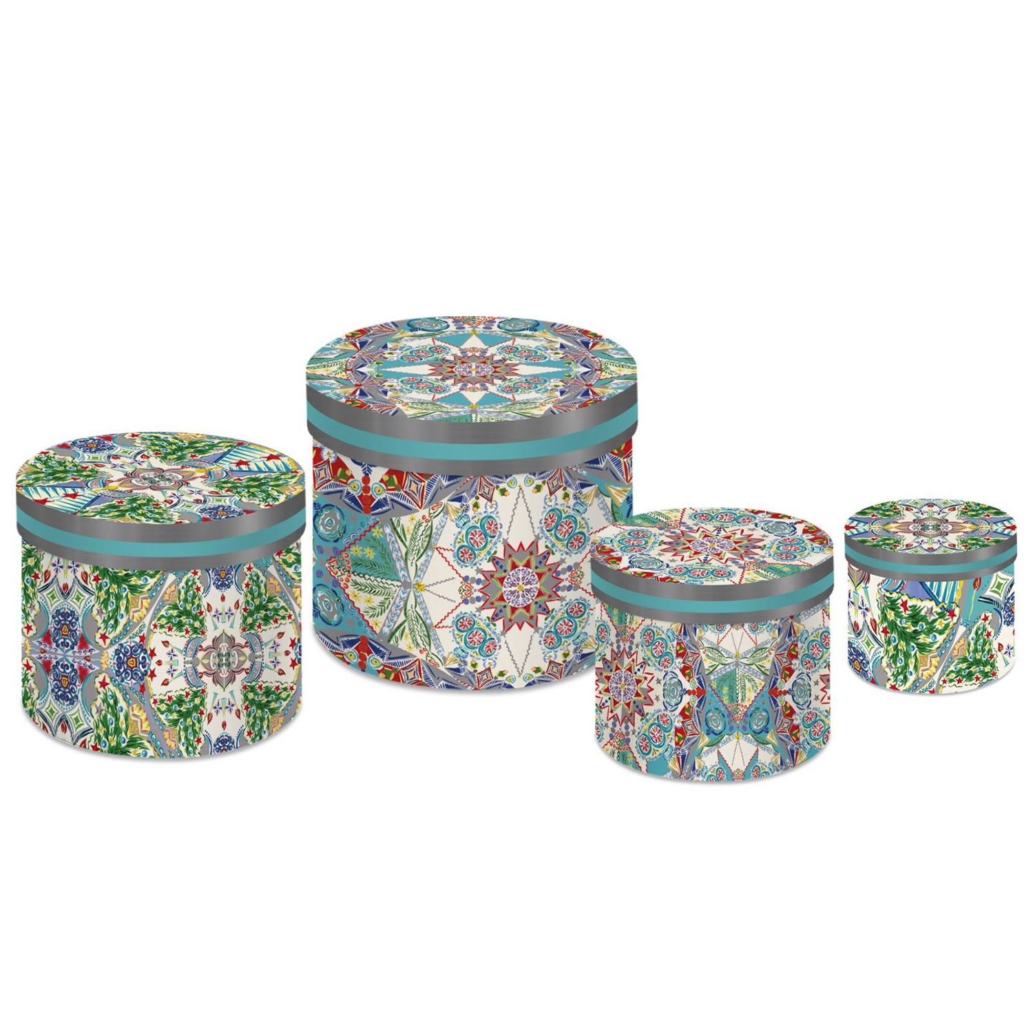 SET 4 CAPPELLIERE 30X30X25 CM - COSY XMAS PLATINO