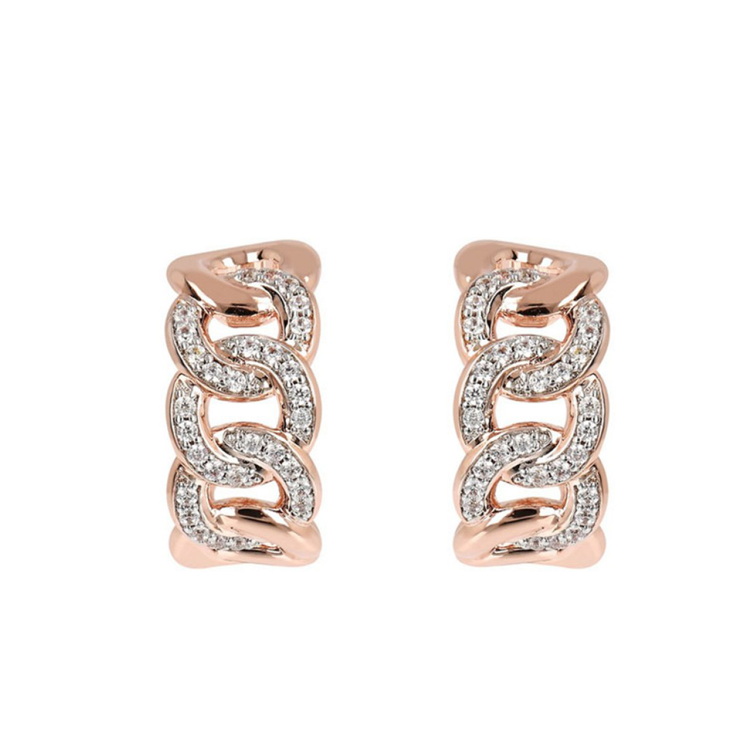 CURB HOOP EARRING WITH PAVE' CURB HOOP EARRING WITH PAVE'