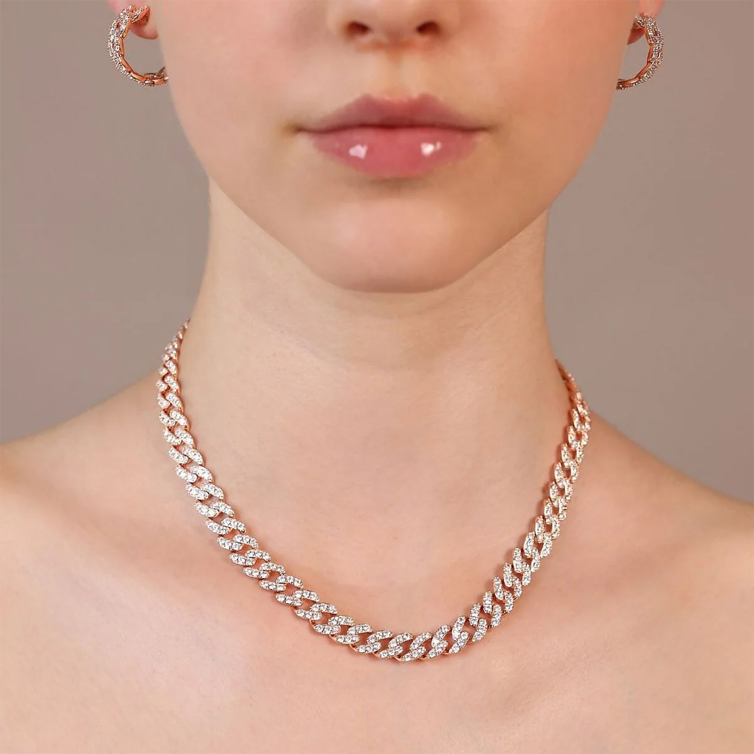 CURB LINK WITH CZ RAINBOW NECKLACE CURB LINK WITH CZ RAINBOW NECKLACE