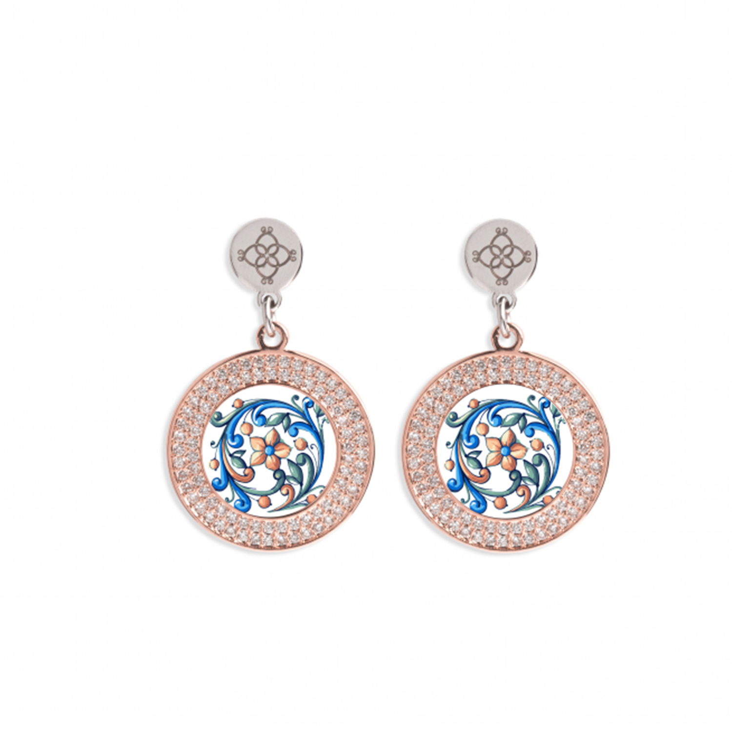 ORECCHINI CON STRASS ""A MAIOLICA""