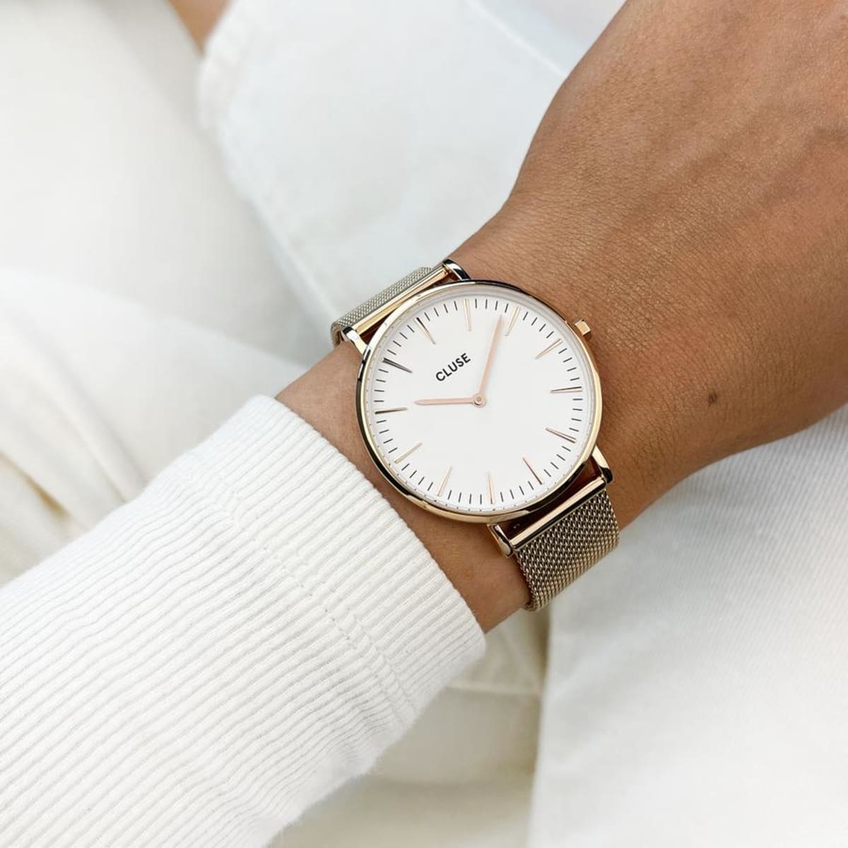Boho Chic Mesh Rose Gold White u