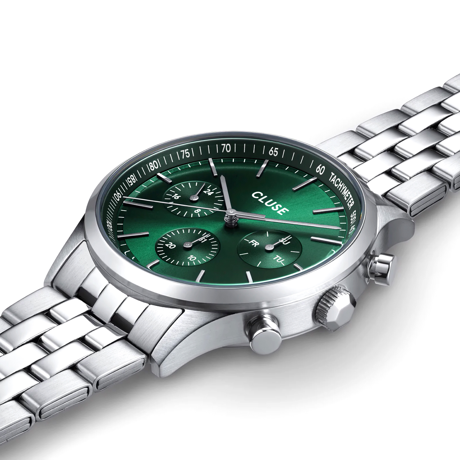 ANTHEOR MULTI WATCH STEEL GREEN SILVER