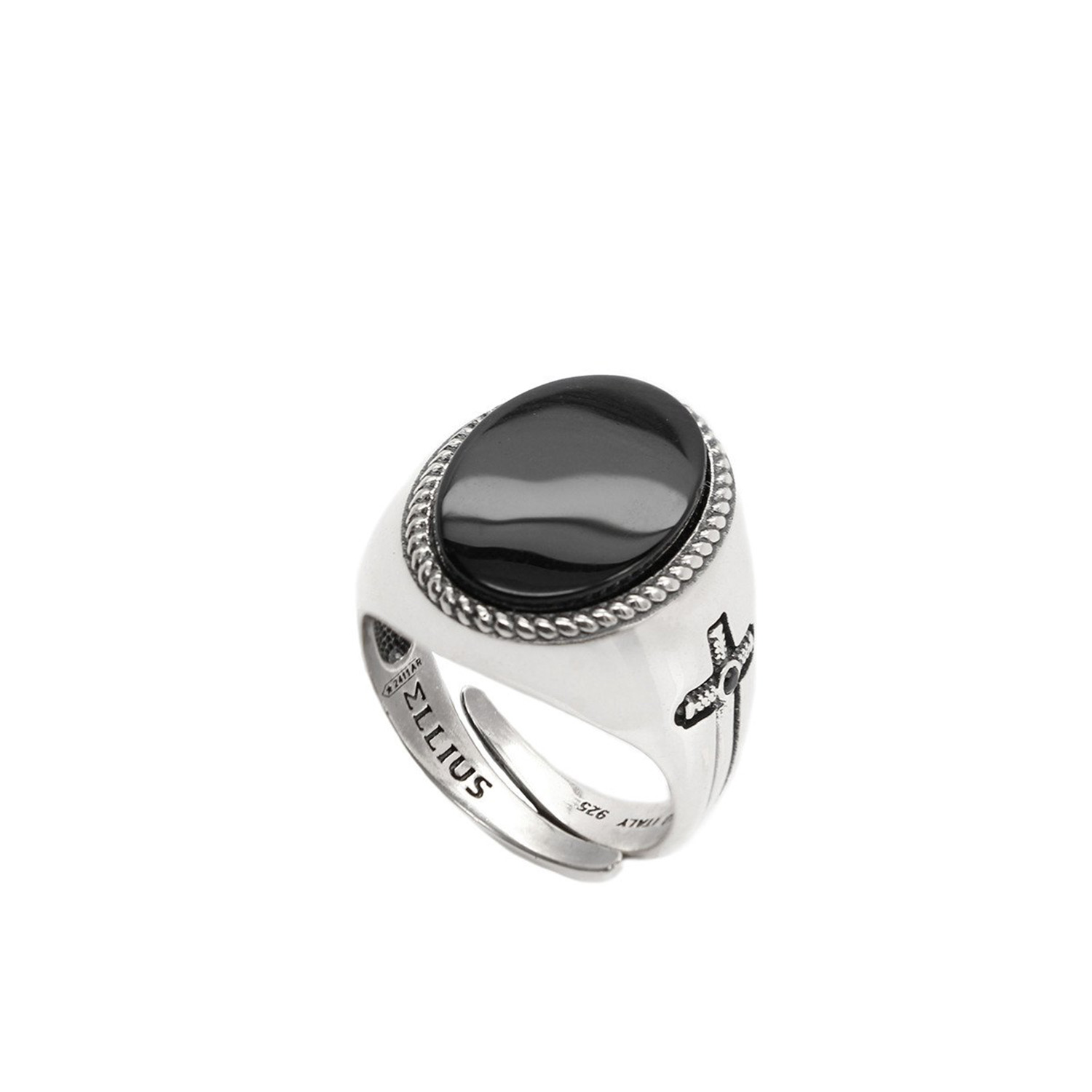 ANELLO OVALE GEMMA NERA