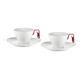 SET 2 TAZZE CAPPUCCINO ROSSO TRASP. C/P