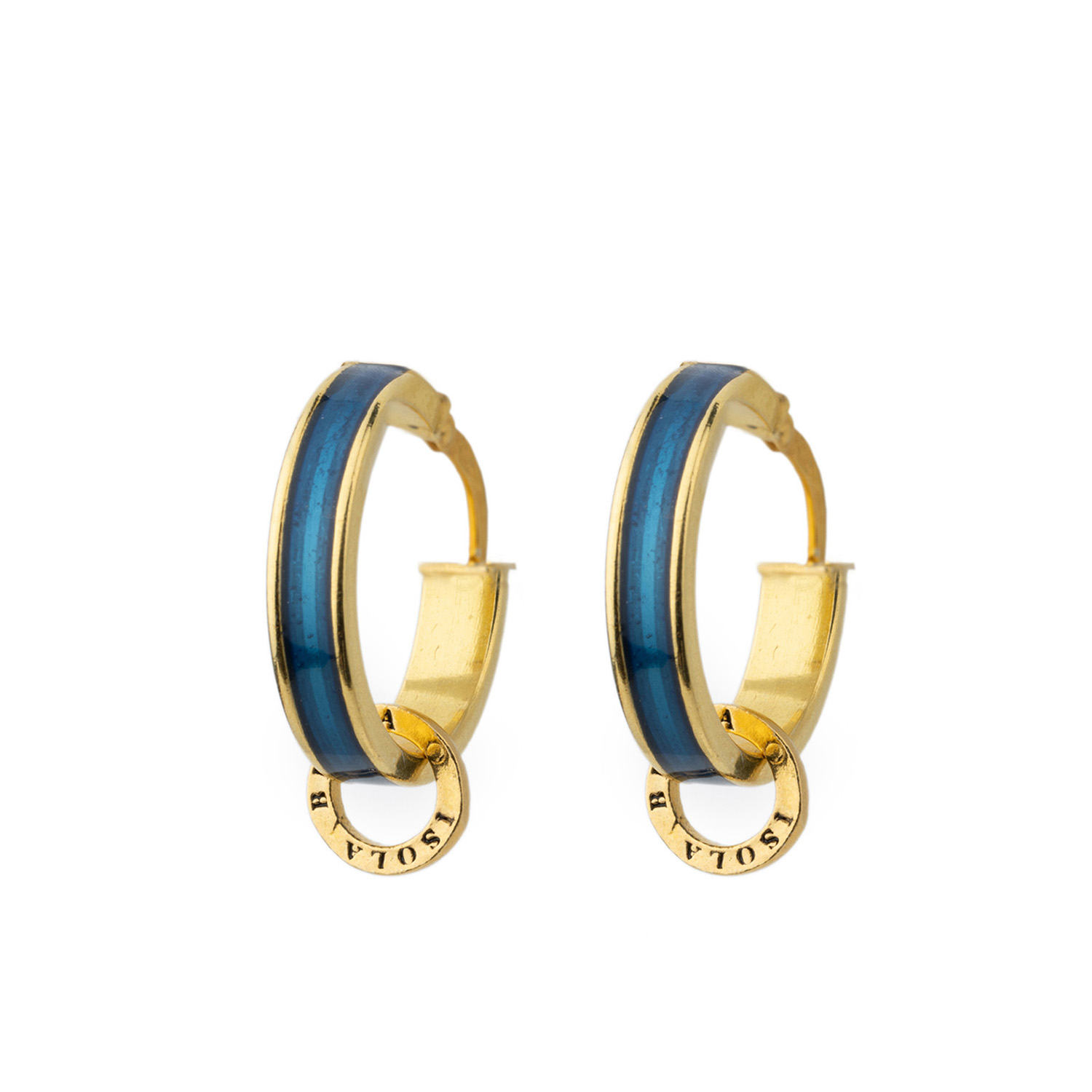 ORECCHINI BOCCOLE BLU CON MAGLIA ARG  TIT  925%